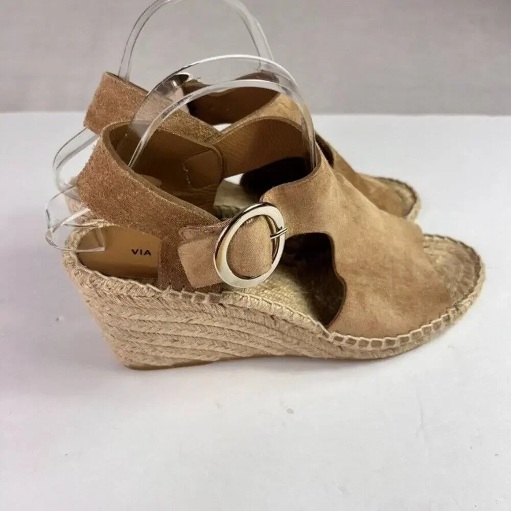 Via Spiga Sandals Sandals 9 M Nolan Espadrille Wedge Desert Suede Leather Buckle